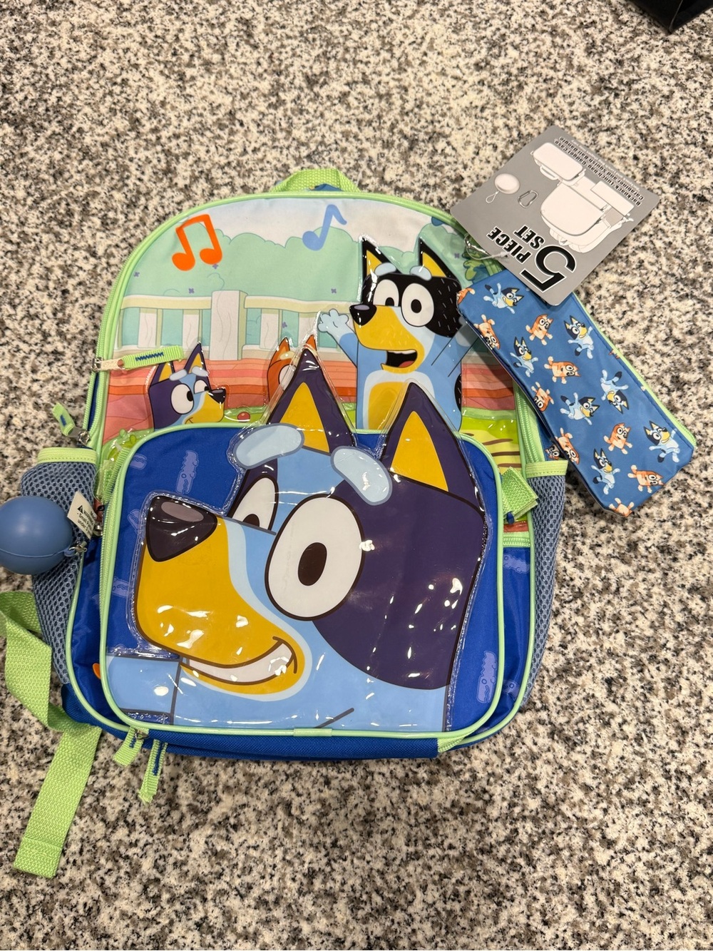 Bluey Kids Backpack and Pencil Case Set - Blue and Green